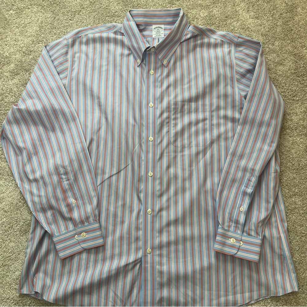 Brooks Brothers Button Down Shirt Mens Large Multicolor Stripe Long Sleeve - Picture 8 of 10